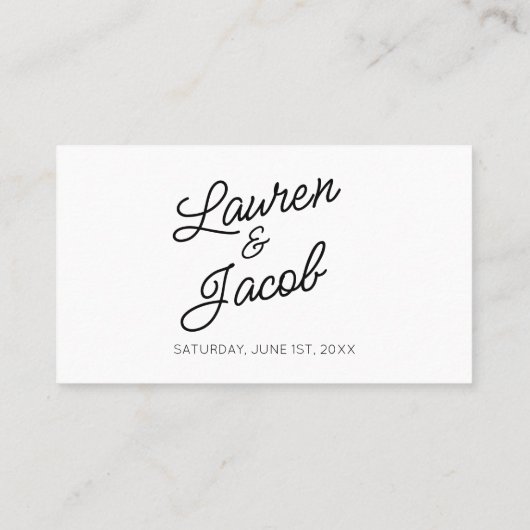 Moderne minimale Minimalistische Schwarz-weiße Hoc Platzkarte (Rückseite)