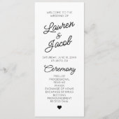 Moderne minimale Minimalistische Schwarz-weiße Hoc Programm (Vorderseite)