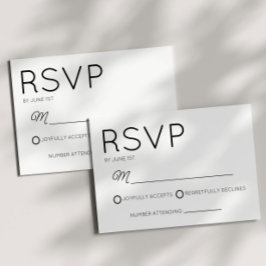 Moderne minimale Minimalistische Schwarz-weiße Hoc RSVP Karte