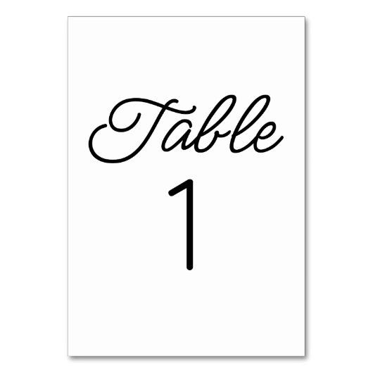 Moderne minimale Minimalistische Schwarz-weiße Hoc Tischnummer (Vorderseite)