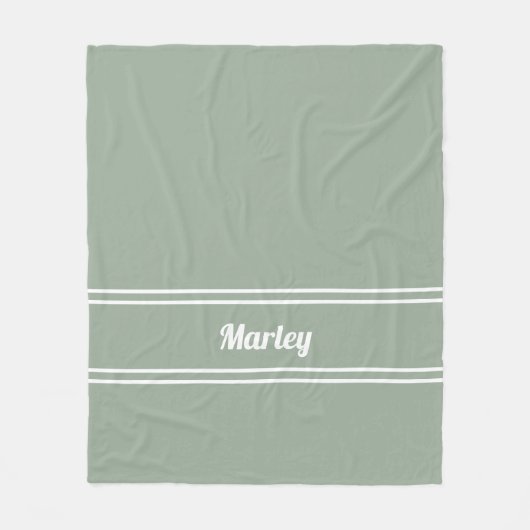 Moderne Minimale Mit Monogramm Skriptsprache Grün Fleecedecke (Vorderseite)