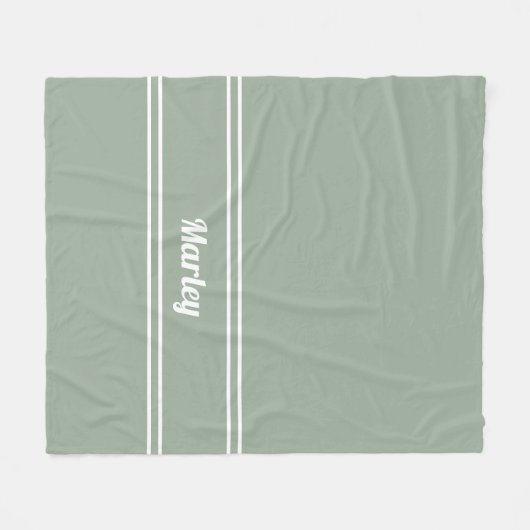 Moderne Minimale Mit Monogramm Skriptsprache Grün Fleecedecke (Vorderseite (Horizontal))