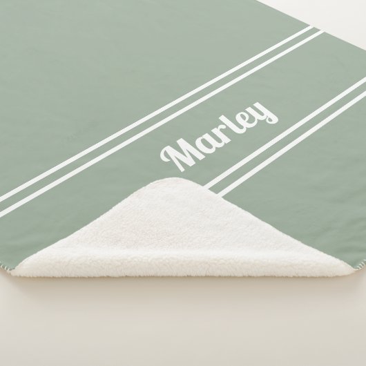 Moderne Minimale Mit Monogramm Skriptsprache Grün Sherpadecke (3/4)