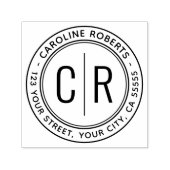 Moderne minimale Monogramm-Initial-Rücksendeadress Permastempel (Design)