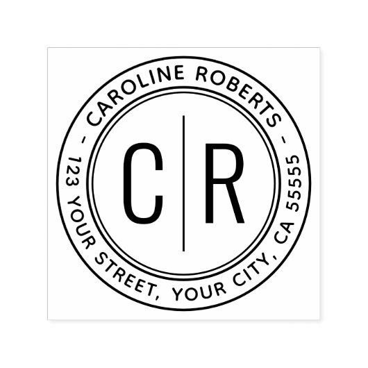Moderne minimale Monogramm-Initial-Rücksendeadress Permastempel (Design)