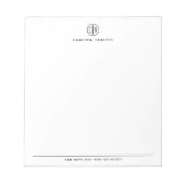Moderne minimale Monogramm-Initialen mit Monogramm Notizblock (Vorderseite)