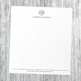 Moderne minimale Monogramm-Initialen mit Monogramm Notizblock
