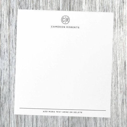 Moderne minimale Monogramm-Initialen mit Monogramm Notizblock