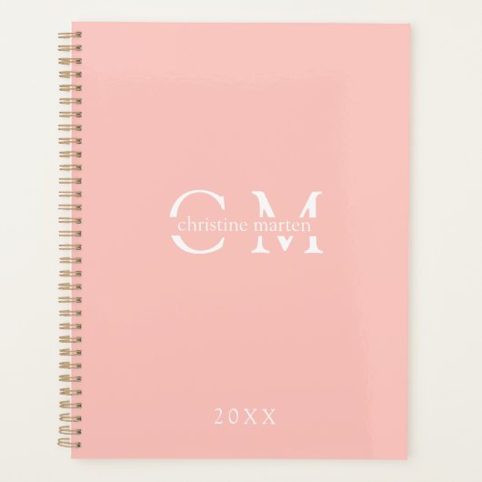 Moderne minimale Monogramm-Initialen Planer (Vorderseite)