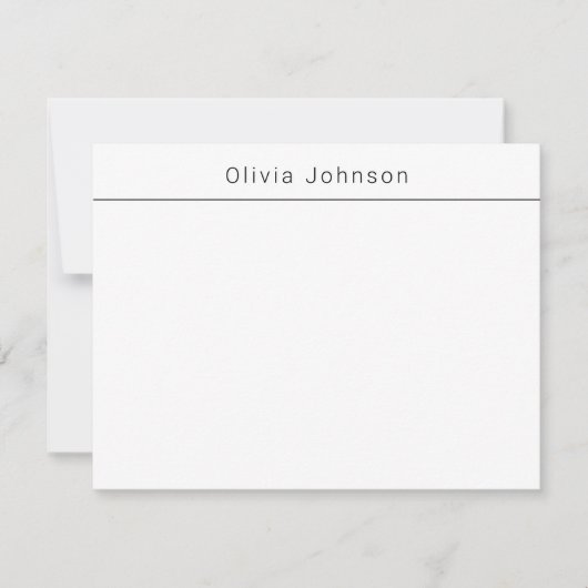 Moderne Minimale Monogramm Name White Flat Note Ca Mitteilungskarte (Vorderseite)