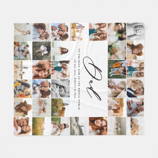 Moderne minimale Multi-Foto-Script Papa Geschenk F Fleecedecke (Vorderseite (Horizontal))