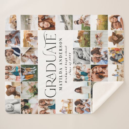 Moderne minimale Multi-Foto-Script Papa Geschenk F Sherpadecke (Vorderseite (Horizontal))