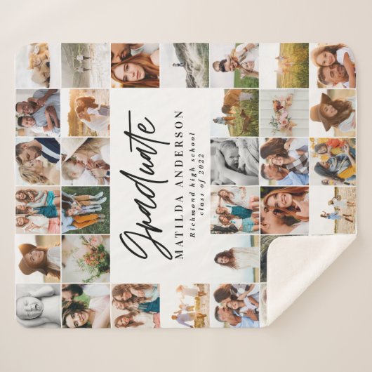 Moderne minimale Multi-Foto-Script Papa Geschenk F Sherpadecke (Vorderseite (Horizontal))
