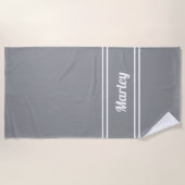 Moderne minimale Name Monogram Script Vorlage grau Strandtuch (Vorderseite)