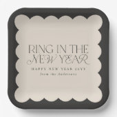 Moderne minimale Neujahr schwarze Feiertage weitab Pappteller (Vorderseite)