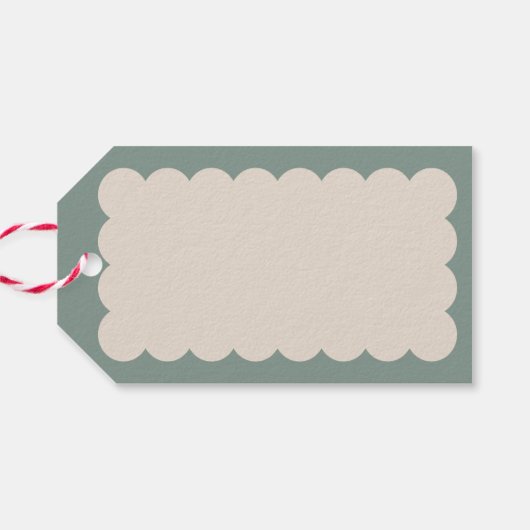 Moderne minimale Neujahrslängen mit grüner Retroka Geschenkanhänger (Rückseite Horizontal)