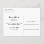 Moderne Minimale Neujahrspostkarte Party Einladung (Rückseite)