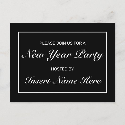 Moderne Minimale Neujahrspostkarte Party Einladung (Vorderseite)