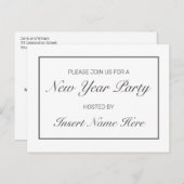 Moderne Minimale Neujahrspostkarte Party Einladung (Vorne/Hinten)