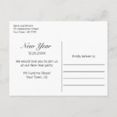 Moderne Minimale Neujahrspostkarte Party Einladung (Rückseite)