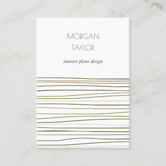 Moderne minimale neutrale grüne Streifen Visitenkarte (Vorderseite)