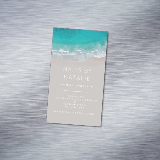 Moderne minimale Ocean Beach Typografie chic Magnetische Visitenkarte (Beispiel)