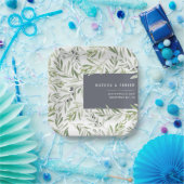 Moderne minimale Olivenzweig botanische Hochzeit Pappteller (Party)