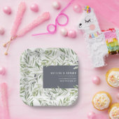 Moderne minimale Olivenzweig botanische Hochzeit Pappteller (Party)