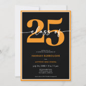 Moderne minimale Orange Script Graduation Party Einladung (Vorderseite)