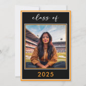 Moderne minimale Orange Script Graduation Party Einladung (Rückseite)