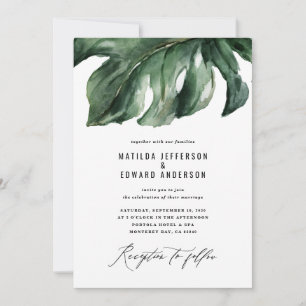 Moderne minimale Palmwedel-Hochzeit Ankündigung