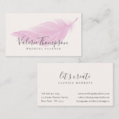 Moderne minimale pastellrosa elegante Boho Feder Visitenkarte (Vorne/Hinten)