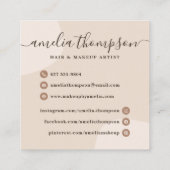 Moderne minimale Pastellschminke und Haardarstellu Quadratische Visitenkarte (Rückseite)