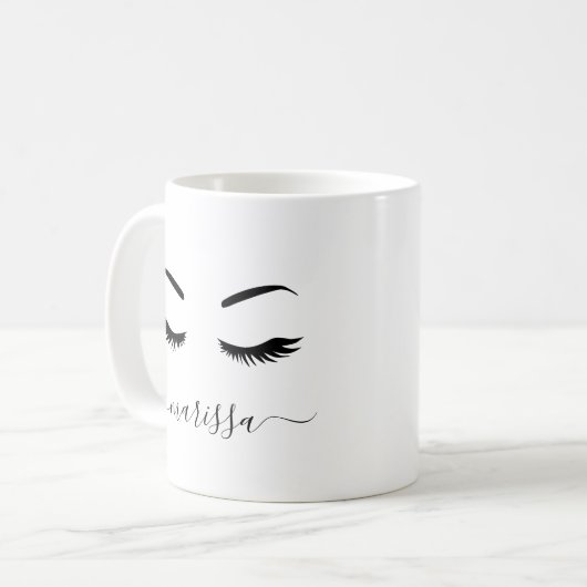Moderne minimale Personalisierte Lashes Niedlich Kaffeetasse (Vorderseite Links)