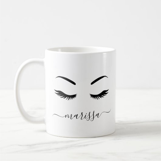 Moderne minimale Personalisierte Lashes Niedlich Kaffeetasse (Links)