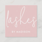 Moderne minimale Pink Script Beauty Lashes Quadratische Visitenkarte (Vorderseite)