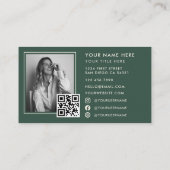 Moderne minimale professionelle Geschäftsfoto-QR-C Visitenkarte (Rückseite)