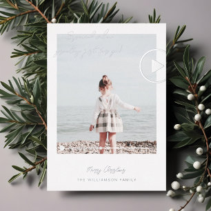 Moderne Minimale QR-Code-Familien-Video-Nachrichte Folien Feiertagskarte