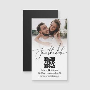 moderne minimale QR-Code-Foto-Save-the-Date-Magnet Magnetkarte