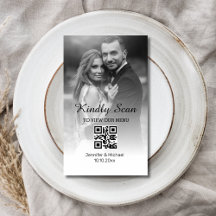 moderne minimale qr Code Hochzeitsmenü Foto-Karte