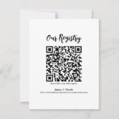 Moderne minimale QR-Code scannbare Hochzeits-Regis Einladung (Vorderseite)