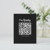 Moderne minimale QR-Code scannbare Hochzeits-Regis Postkarte (Stehend Vorderseite)