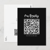 Moderne minimale QR-Code scannbare Hochzeits-Regis Postkarte (Vorne/Hinten)