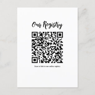 Moderne minimale QR-Code scannbare Hochzeits-Regis Postkarte