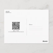 Moderne minimale QR-Code scannbare Hochzeits-Regis Postkarte (Rückseite)