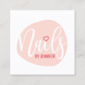 Moderne, minimale, rosa Herznägel Quadratische Visitenkarte (Vorderseite)