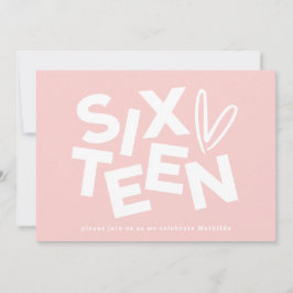 Moderne minimale rosa mädchenhafte Typografie 16. Einladung