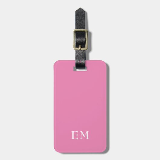Moderne, minimale rosa Mit Monogramm Initialen Gepäckanhänger (Vorderseite vertikal)