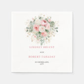 Moderne Minimale Rosa Rosen Gold Hochzeitsserviett Serviette (Vorderseite)