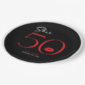 Moderne minimale rote Lippen Sie ist fünfzig Gebur Pappteller (Schrägansicht)